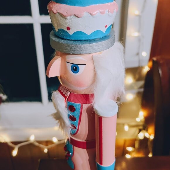 Pink Christmas Nutcracker Soldier Wooden Statue Xmas Decoration Holiday Decor - Picture 9 of 14